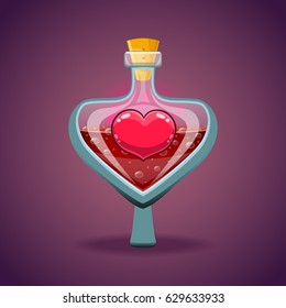 Bottle with heart, magic elixir
