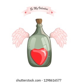 bottle with heart for Valentine's day