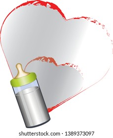 A bottle with hearts, love for a baby