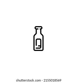 Bottle Help, Message, Outline Icon, Logo, and illustration Vector