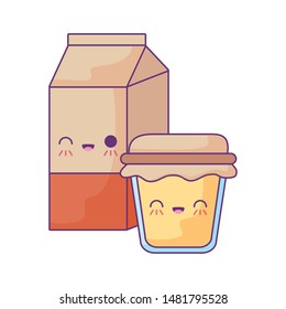 bottle of honey with box milk kawaii style