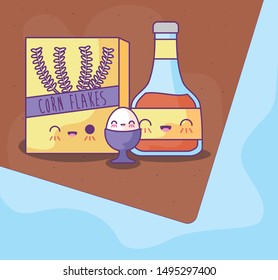 bottle honey with delicious food kawaii