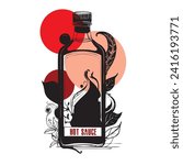 Bottle of Hot Sauce hand-drawn vector image without AI