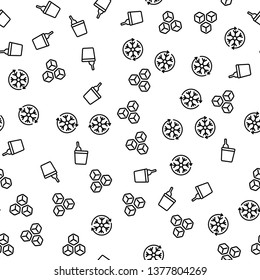 Bottle Ice Bucket Cool Off Seamless Pattern Vector. Beverage Cocktail Party Icon Restaurant Concept. Drink Coolness Monochrome Template Holiday Celebration Flat Vector Illustration