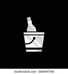 Bottle And Ice Bucket silver plated metallic icon