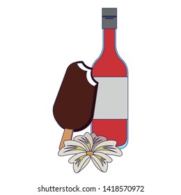 bottle and ice lolly popsicle icon cartoon vector illustration graphic design