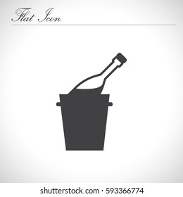 Bottle in ice pail Flat Icon.