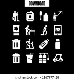 bottle icon. 16 bottle vector set. trash, wine bottle, soft drink and sun cream icons for web and design about bottle theme