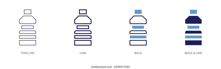 Bottle icon in 4 different styles. Thin Line, Line, Bold, and Bold Line. Duotone style. Editable stroke.