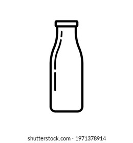 Bottle icon. Black contour linear silhouette. Vertical side view. Vector simple flat graphic illustration. The isolated object on a white background. Isolate.