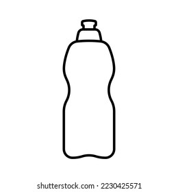 Bottle icon. Black contour linear silhouette. Vertical front side view. Editable strokes. Vector simple flat graphic illustration. Isolated object on a white background. Isolate.