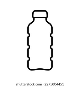 Bottle icon. Black contour linear silhouette. Front side view. Editable strokes. Vector simple flat graphic illustration. Isolated object on a white background. Isolate.