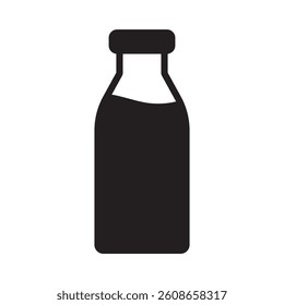 Bottle icon. Black bottle icon. Milk bottle icon. Milk jar sign.