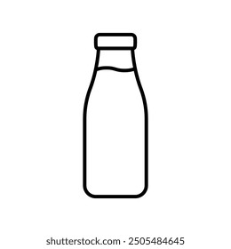 Icono de botella. Silueta lineal de contorno negro. Trazos editables. Vista frontal lateral. Vector simple ilustración gráfica plana. Objeto aislado sobre fondo blanco. Aislar.