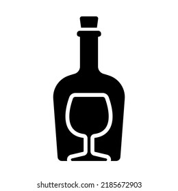 Icono de botella. Silueta negra. Vista frontal. Ilustración gráfica plana vectorial simple. Objeto aislado sobre un fondo blanco. Aislar.