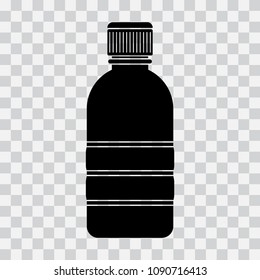 Bottle icon, black silhouette on transparent background. Vector illustration
