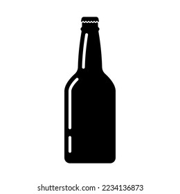 Bottle icon. Black silhouette. Vertical front side view. Vector simple flat graphic illustration. Isolated object on a white background. Isolate.