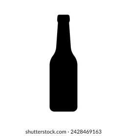 Bottle icon. Black silhouette. Vertical front side view. Vector simple flat graphic illustration. Isolated object on a white background. Isolate.