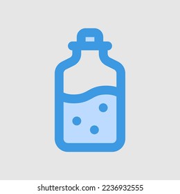 Bottle icon in blue style about laboratory, use for website mobile app presentation