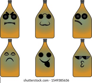 Bottle icon character emoji vector design illustration
