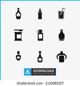 Bottle icon. collection of 9 bottle filled icons such as maple syrup, protein powder, nail polish, ketchup. editable bottle icons for web and mobile.