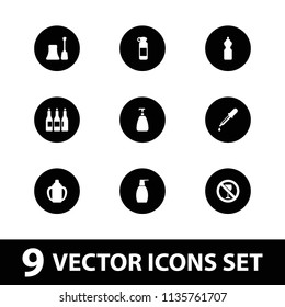 Bottle icon. collection of 9 bottle filled icons such as pipette, soap, nail polish. editable bottle icons for web and mobile.
