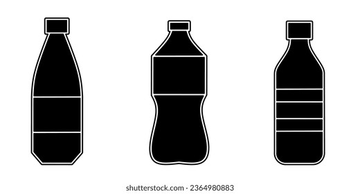 Bottle icon collection. An illustration of a black bottle icon. Stock vector.