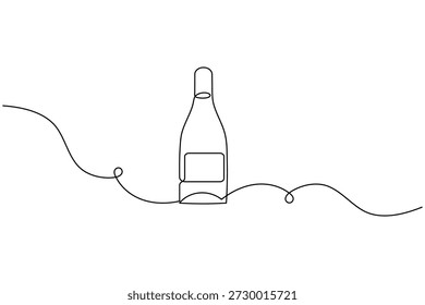 Icono de botella continuo de una línea de dibujo sobre fondo blanco
