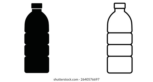 Bottle icon design featuring solid and outline styles for versatile applications in graphic design