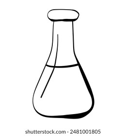 bottle icon in doodle sketch lines. 