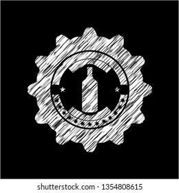 bottle icon drawn chalk emblem, retro style, chalk or chalkboard texture