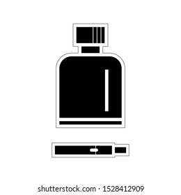 bottle icon and electronic cigarette on white background