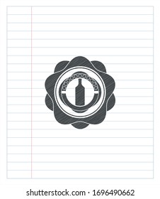 bottle icon emblem with pencil effect. Vector Illustration. Detailed.