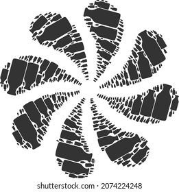 Bottle icon exploding twist petals fireworks composition. Flower twist organized using scattered bottle symbols.