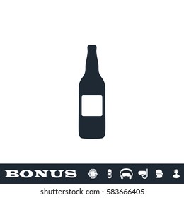 Bottle icon flat. Black pictogram on white background. Vector illustration symbol and bonus button