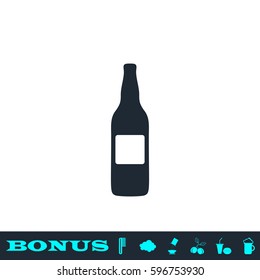 Bottle icon flat. Black pictogram on white background. Vector illustration symbol and bonus button