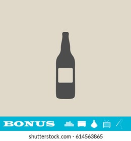 Bottle icon flat. Grey pictogram on light background. Vector illustration symbol and bonus button real estate, ottoman, vase, tv, fishing rod