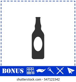 Bottle icon flat. Simple vector symbol and bonus icon