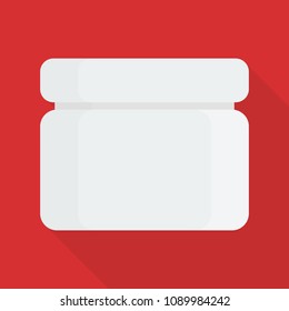 bottle icon in flat style with long shadow, isolated vector illustration on red transparent background