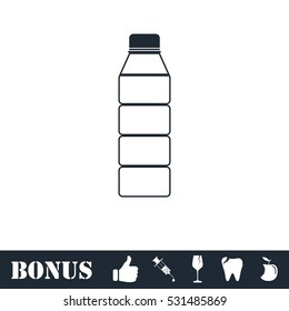 Bottle icon flat. Vector illustration symbol and bonus pictogram