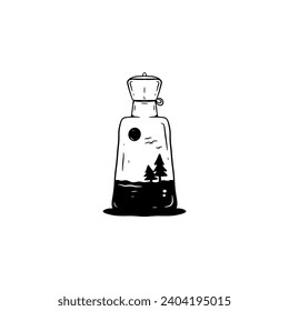 ILUSTRACIÓN DE ICONOS DE FRASCO VISTA DEL OCÉANO 