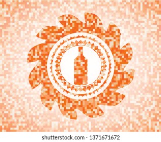 bottle icon inside abstract orange mosaic emblem