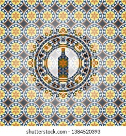 bottle icon inside arabesque badge. arabic decoration.
