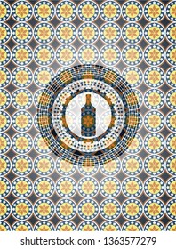 bottle icon inside arabesque style emblem. arabic decoration.