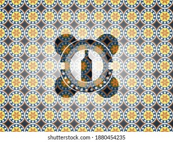 icono del frasco dentro del emblema de estilo árabe. Decoración árabe. 