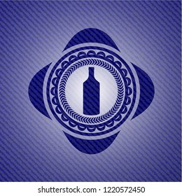 bottle icon inside badge with jean texture