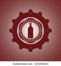 Flaschensymbol innerhalb eines Badges mit rotem Hintergrund. 