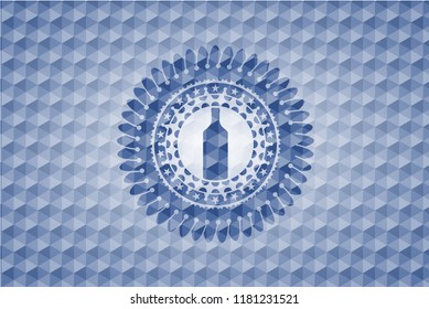 bottle icon inside blue badge with geometric pattern background.