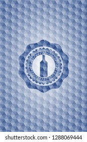 bottle icon inside blue badge with geometric pattern background.
