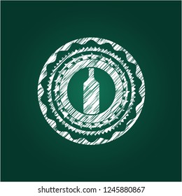 bottle icon inside chalk emblem written on a blackboard